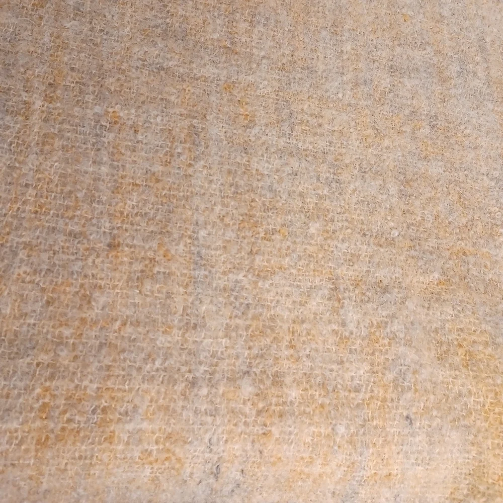 Earthy Natural Beige Hand Woven Mohair Wool Blend Fringe Wrap Shawl